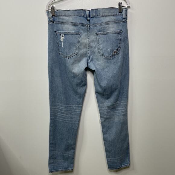 Express Size 4 Girlfriend Jeans Light Wash Distressed Soft Denim Casual Modern - Picture 3 of 13